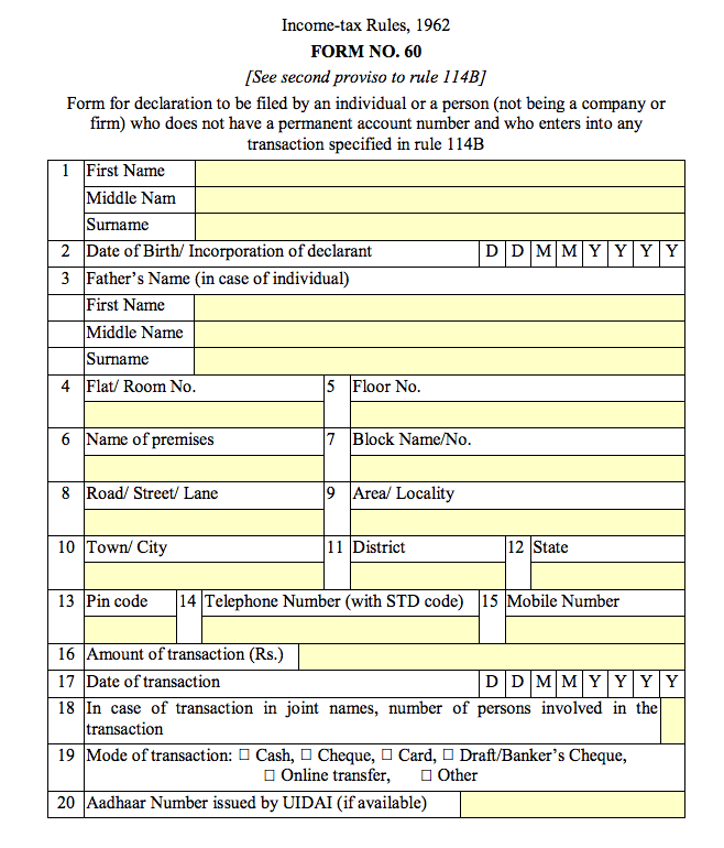 Form 60 for NRIs: Income Tax Form
