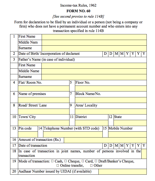 Form 60 for NRIs