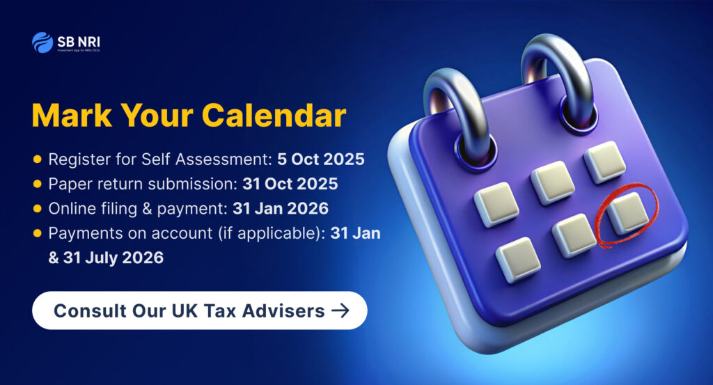 Common mistakes NRIs make when filing a Self Assessment tax return including missing deadlines, late registration, paper returns due 31 October 2025, and online filing by 31 January 2026.